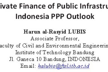 The Private Finance of Public Infrastructure: Indonesia PPP Outlook